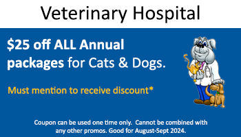 Vet Office – $25 off All Annual Packages Cats & Dogs